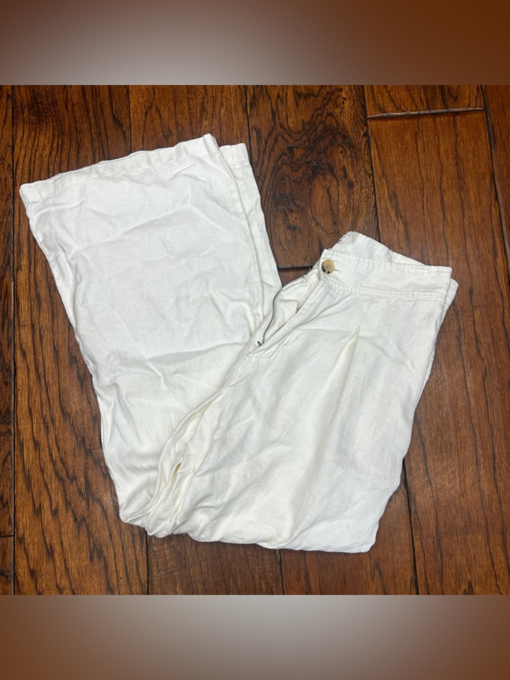Halston Heritage White linen wide leg pants